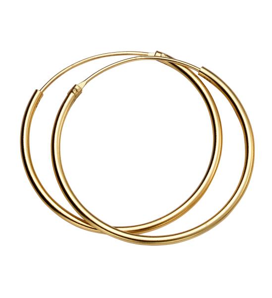 30Mm X 1.5Mm Hoops Yellow Gold Plate