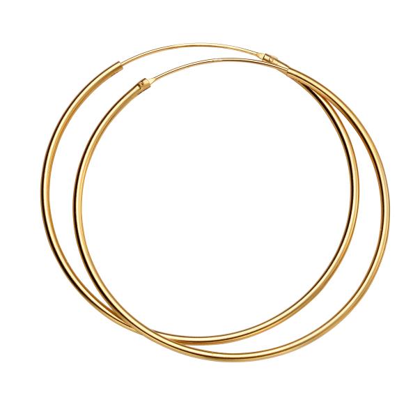 50Mm X 1.5Mm Hoops Yellow Gold Plate