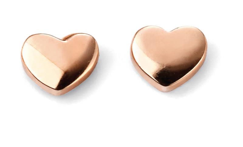 9ct Rose Gold Heart Stud Earrings