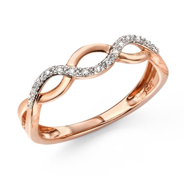 9ct Rose Gold Pave Entwined Ring