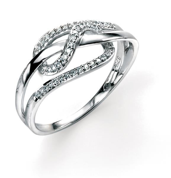 9ct White Gold Diamond Loopy Ring