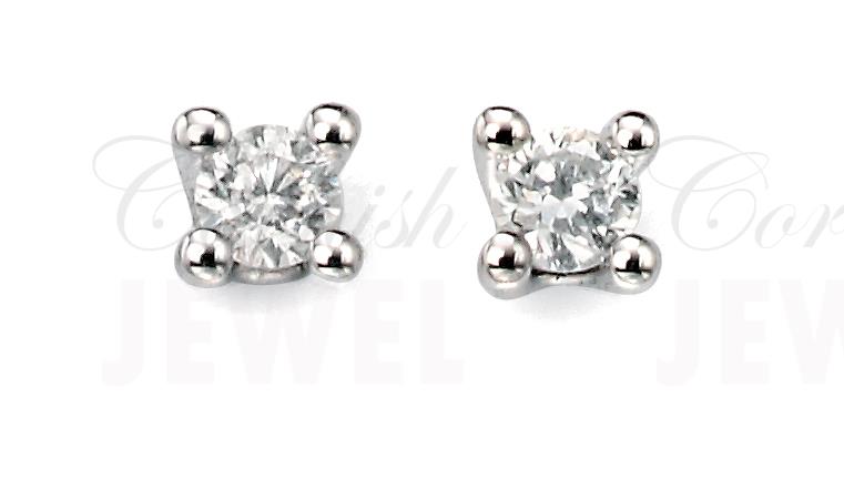 9ct White Gold Solitaire Diamond Earrings
