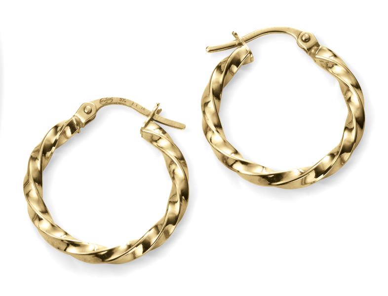 9ct Yellow Gold Chunky Twisted Hoop Earrings