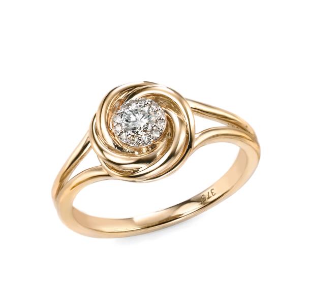 9ct Yellow Gold Diamond Swirl Ring