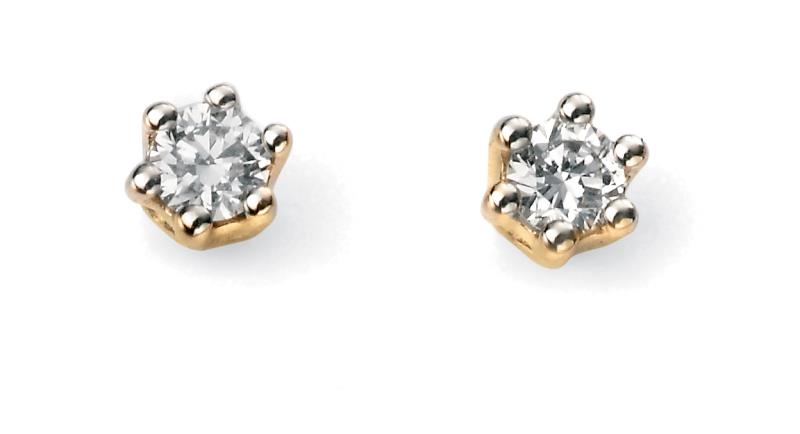 9ct Yellow Gold Solitaire 0.10Ct Diamond Earrings