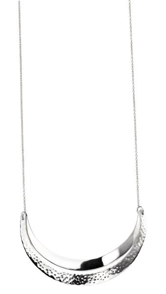 Curved Double  Bar Necklace With Hammered Detail