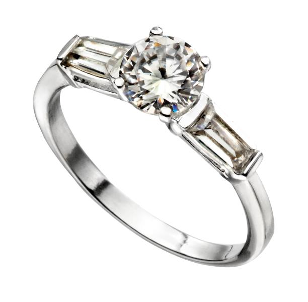 CZ Ring With Baguette Shoulders