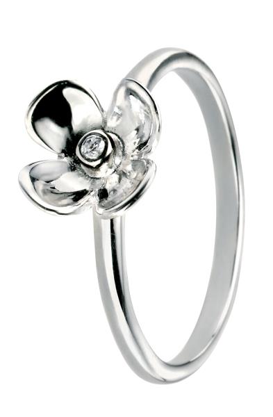 CZ Flower Ring With Plain Shank