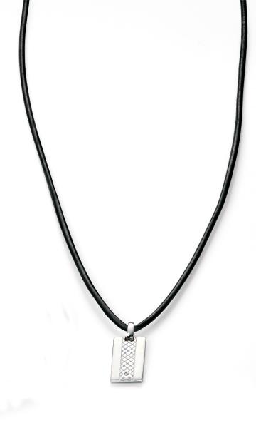 D For Diamond Boys Leather Dog Tag Necklace