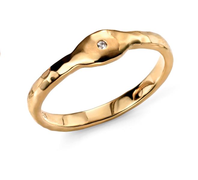 Gold Plated CZ Stacking Ring