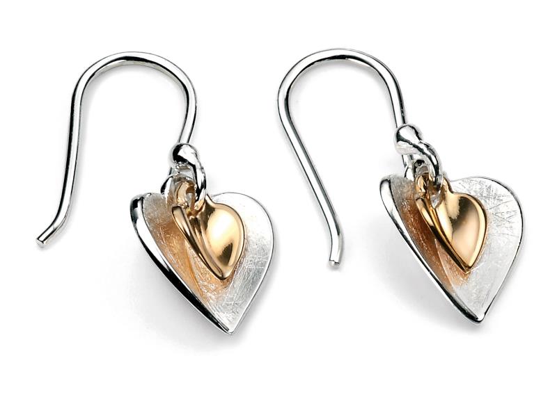 Gold Plated Double Heart Earrings