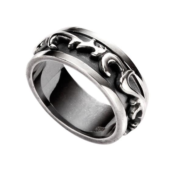 Men's Oxidised Raised Filigree Pattern Ring
