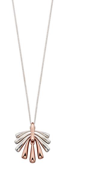 Mix Rose Plated And Silver Fan Shape Pendant