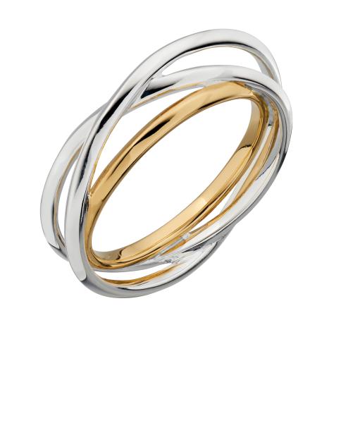 Mix Silver And Yellow Gold Plate Bar Ring