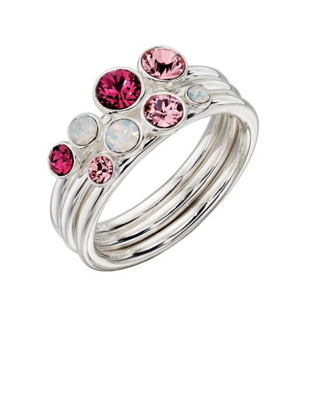 Ombre Pink And Opal SWAROVSKI Design Stacking Ring Set