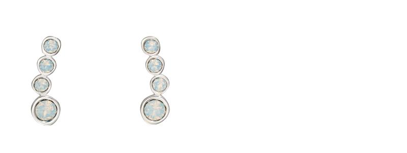 Opal Swarovski And Plain Silver Crawler Earrings