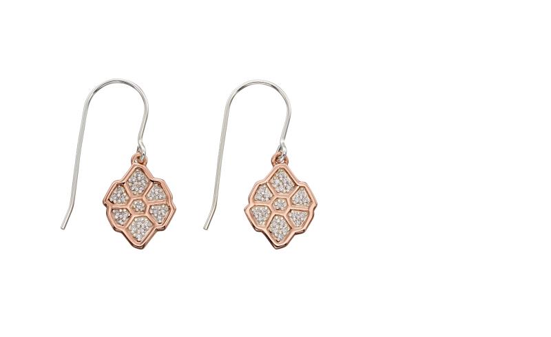 Pave CZ Wing Pattern Front Back Earrings