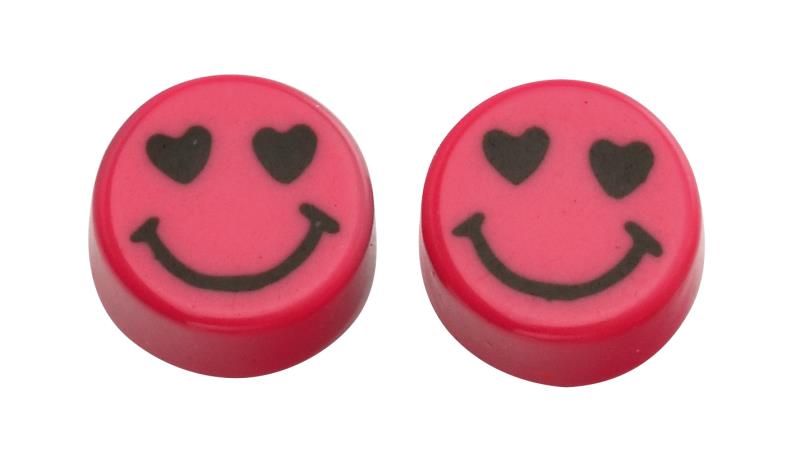Pink Round Smiley Face Studs