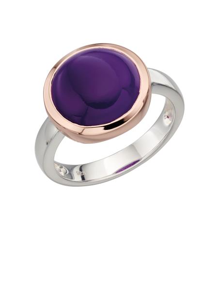 Purple Agate Ring With Rose Gold Plate