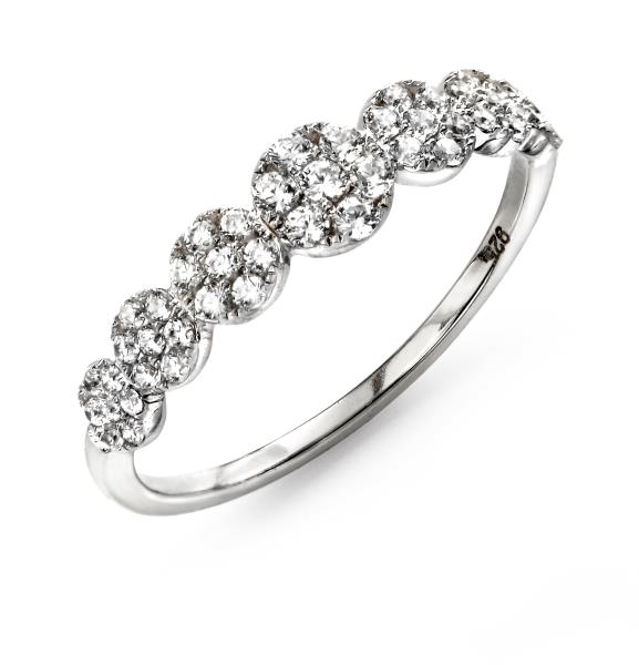 Rhodium Plated Clear CZ Flower Ring