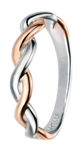 Rose Gold And Rhodium Fixed Twist Ring