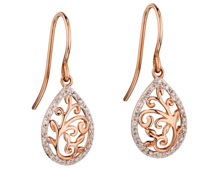 Rose Gold Baroque Diamond Drop Earrings