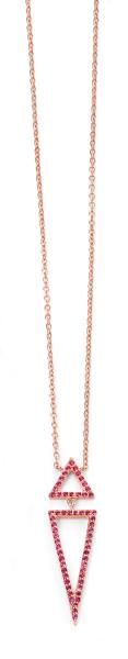 Rose Gold Plated Pink CZ Triangle Necklace