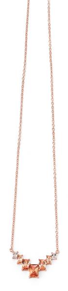 Rose Gold Plate Geometric Necklace With Champagne/Clear CZ