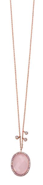Rose Gold Plated Rose Quartz And CZ Necklace