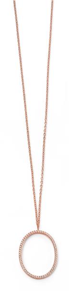Rose Gold Plated Clear CZ Open Oval Necklace