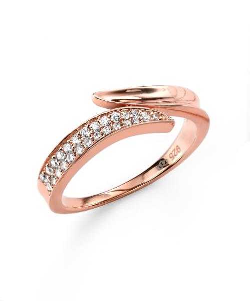 Rose Gold Plated Clear CZ Wrap Ring