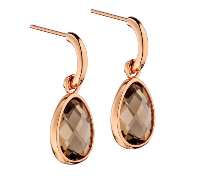 Rose Gold, Smoky Slice And Polished Finish Earrings