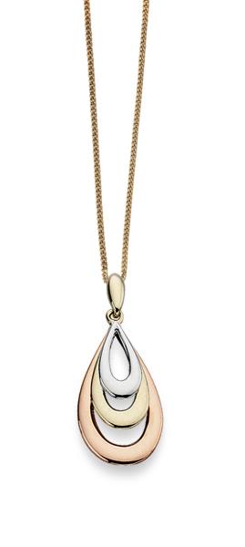 Rose, Yellow And White Gold Teardrop Pendant