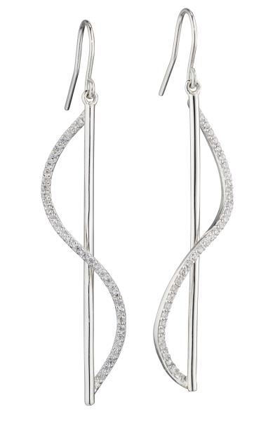 Sculptural 3D Earrings With Clear CZ
