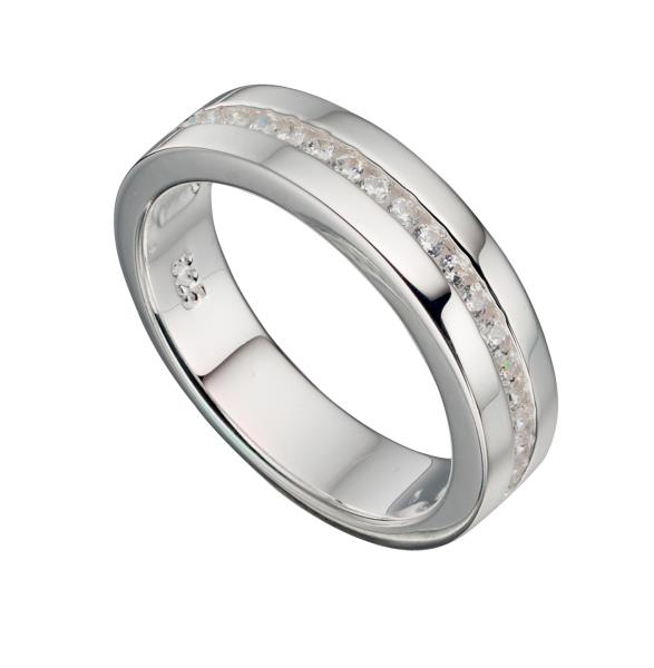 Clear CZ 1/2 Channel Band Ring