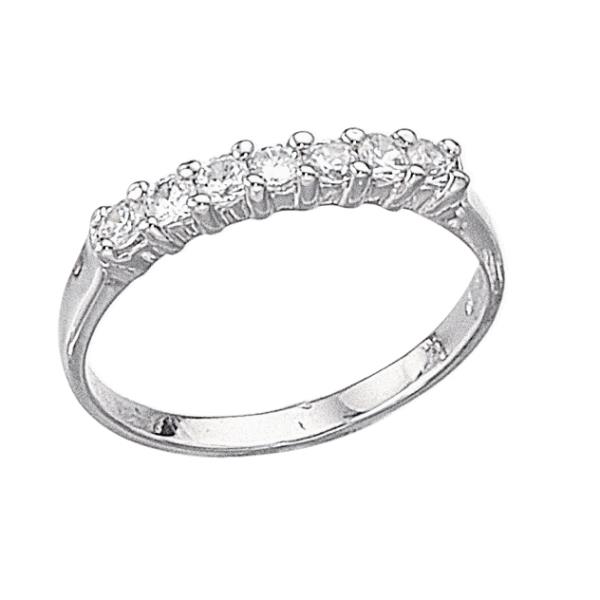 Silver 7 Stone Eternity Ring Size L 