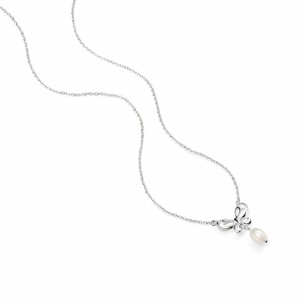 Butterfly Necklace With Pearl Drop