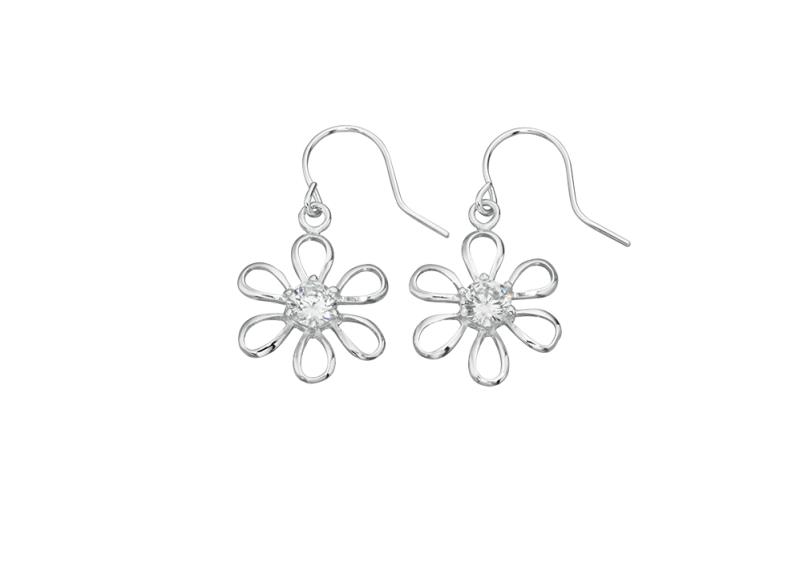 Clear CZ Flower Earrings