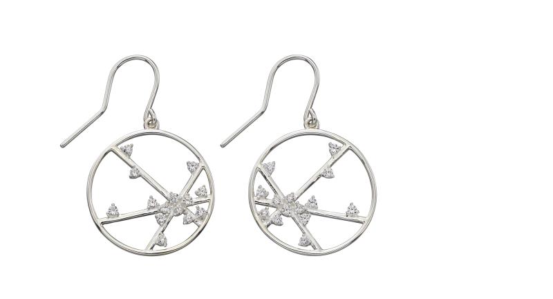 Silver CZ Spider Web Design Earrings