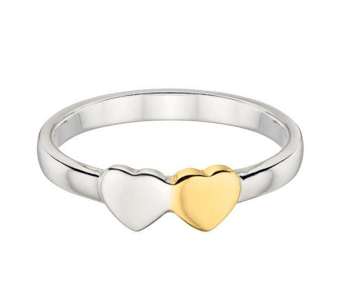 Double Heart Ring With Gold Plate