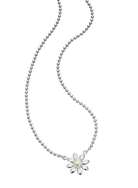 Silver Fresh Water Pearl Daisy Necklace 
