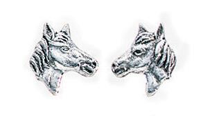 Silver Horses Head Stud Earrings Equestrian
