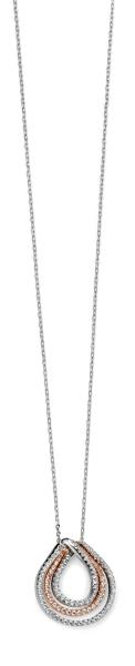 Mixed Plated Clear Pave CZ Triple Teardrop Necklace