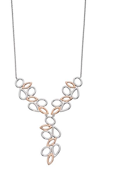 Silver Rose Gold Plated Contrast Shape Necklace