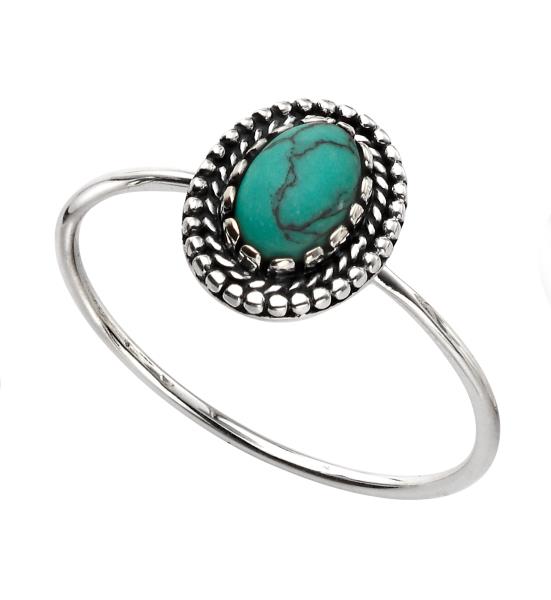 Small Oxidised Turquoise Ring