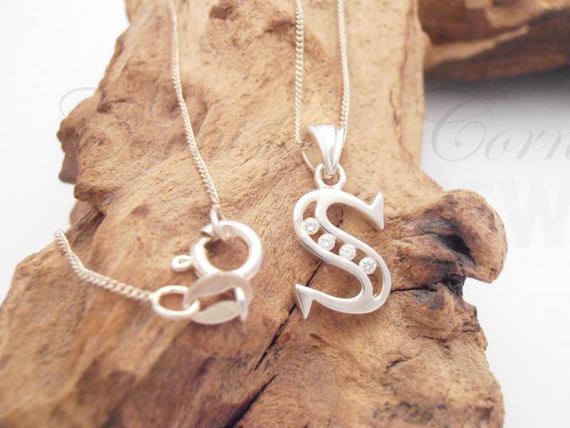 Sterling Silver Letter S Pendant & Chain