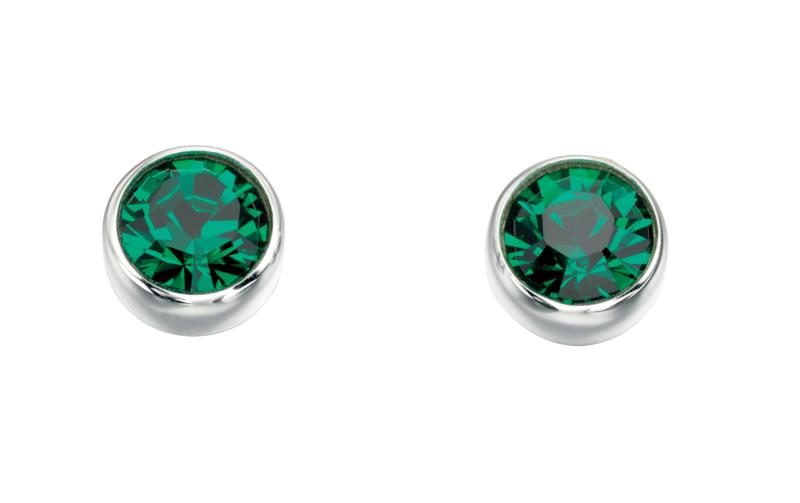 Swarovski Round Stud Earrings - Emerald