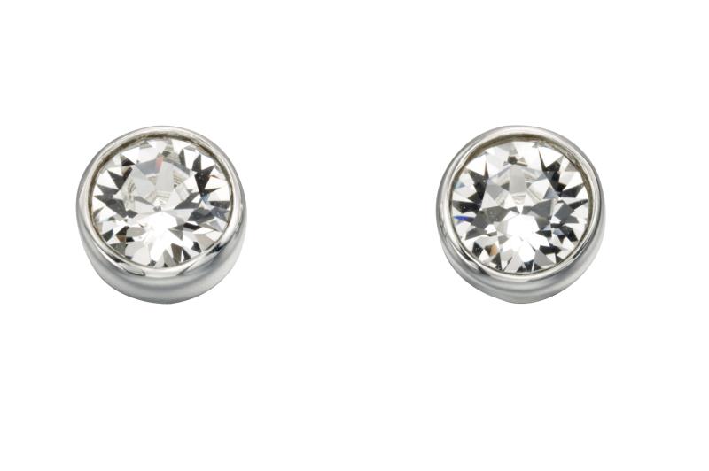 Swarovski Round Stud Earrings - Crystal