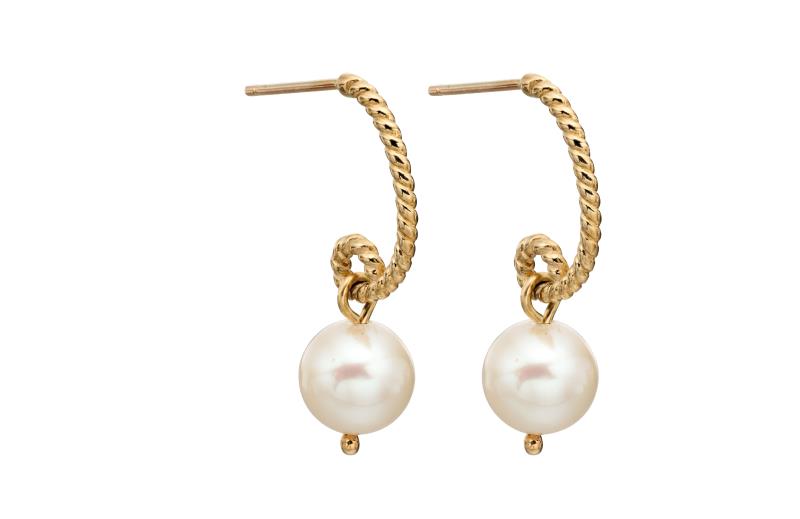 Yellow Gold And Cast Rope Pearl Earrings