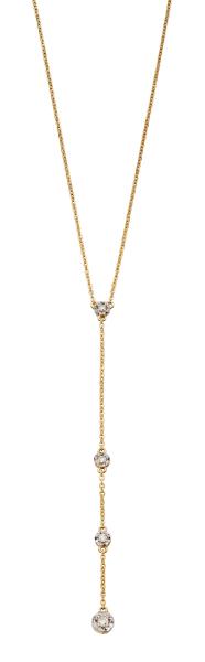 Yellow Gold Illusion Disc Diamond Y-Drop Necklace